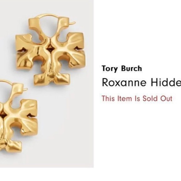 TORY BURCH Gold ROXANNE HOOPS EARRINGS NWT Dustbag Included - Picture 4 of 5